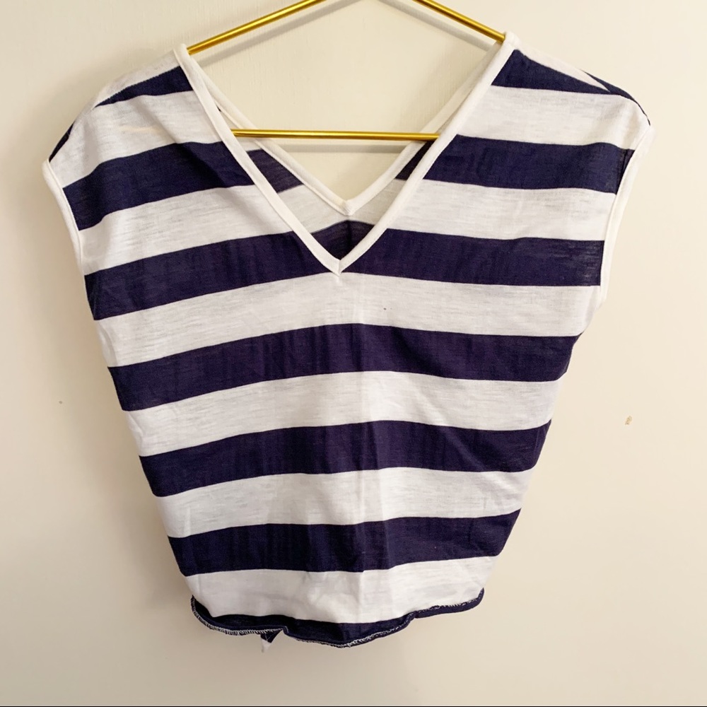 Vintage 80s Tie Front Crop Top XS - Picture 2 of 8